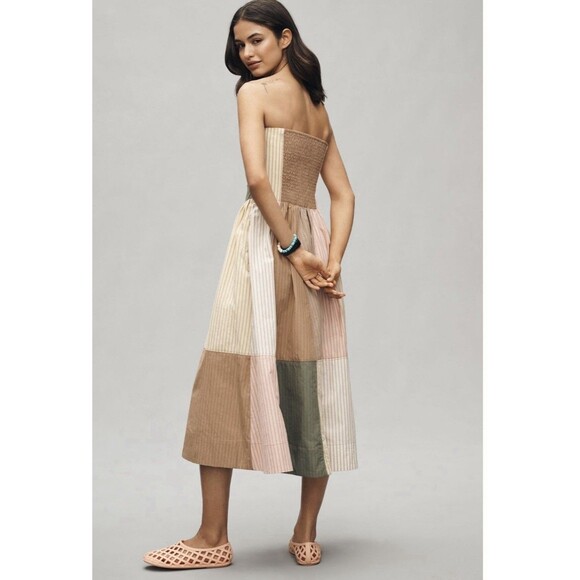 Anthropologie Maeve Strapless Drop Waist A Line Midi Dress Sz XL Ivory - Picture 3 of 9